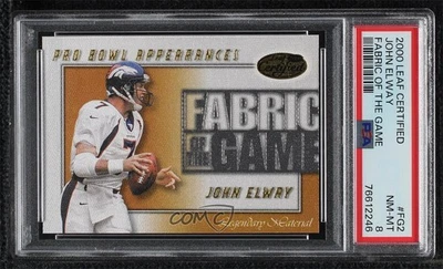 2000 Leaf Certified Fabric of the Game /100 John Elway #FG-2 PSA 8 HOF - Image 1 of 2
