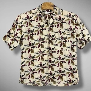 Vintage Perry Ellis Shirt Mens Medium Silk Fish Print Short Sleeve Button Up - Picture 1 of 11