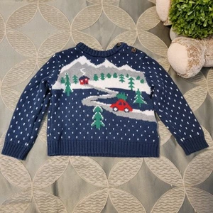 Boy's Wonder Nation Thick Warm Sweater Navy Blue Size 18M Wool Blend - Picture 1 of 6