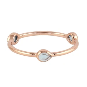 Blue Topaz Ring Vintage Ring For Women Pear Shape Topaz 18k Rose Gold - Picture 1 of 6