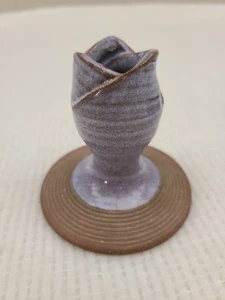 Larry Allen 1993 Blue Glaze Rose Bud Kerzenständer 3" 1993 (frühes Stück) - Bild 1 von 10