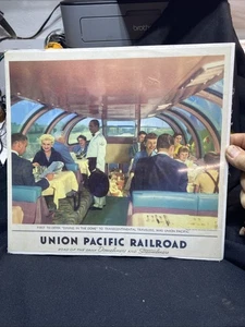 Original Union Pacific Railroad, Dining In The Dome ,Vintage Small Poster - Picture 1 of 5