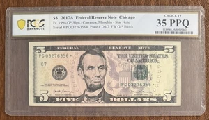 $5 2017A FEDERAL RESERVE NOTE CHICAGO PCGS 35PPQ 1998-G* STAR NOTE - Picture 1 of 2