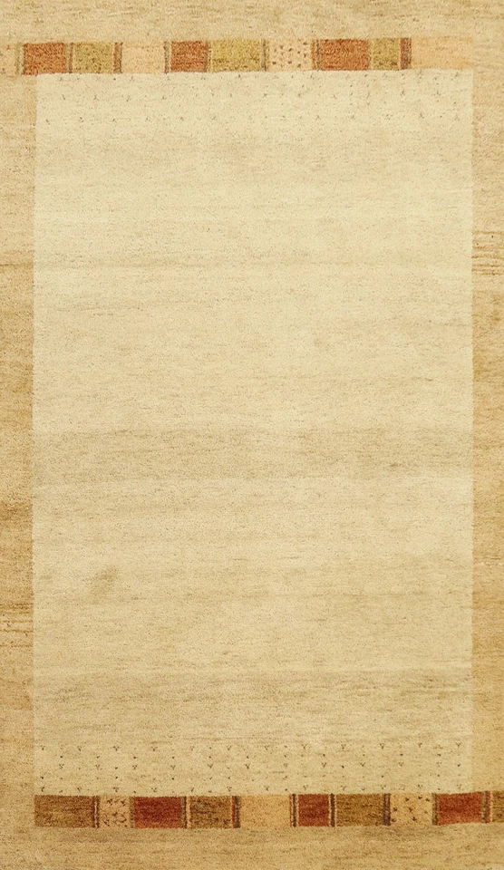 Handcrafted Contemporary Handmade Area Rug 5x8 Featuring Warm Tones and Borders - Image 1 of 4