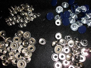 10 Stück Ring Feder Druckknöpfe Dunkelblau  (0,67 € / Stück)          (D15mmDBL) - Picture 1 of 1