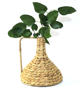 Basket Pitcher Natural Woven Grass Vase 8" Tall - Afbeelding 1 van 8
