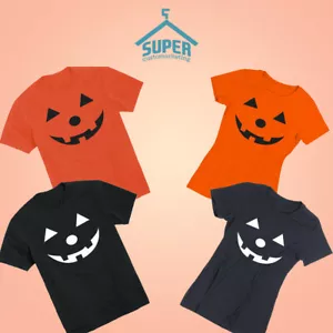 CAMISETA CARA DE CALABAZA Crea tu disfraz de Halloween Hombre Damas Jóvenes - Imagen 1 de 10