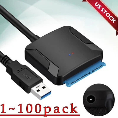 USB 3.0 to SATA External Hard Drive Reader 2.5" 3.5" HDD SSD Power adapter Lot - Image 1 of 4