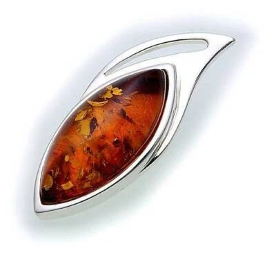 Pendente In Vera Ambra Del Baltico In Argento 925 Gioielli In Argento Sterlingo - Immagine 1 di 2