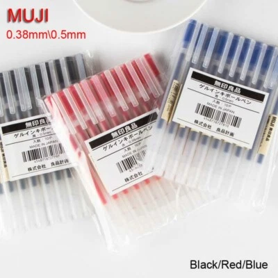 5/10pcs Muji Moma Japan 0.38/0.5mm Non-toxic Gel Ink Ball Point Pen 3 Colors  - Image 1 of 4