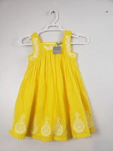 (M5) Tahari Girls Dress Size 5 A Line Yellow Embroidered White Flowers Sun Dress - Picture 1 of 6