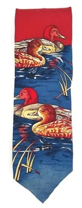 Field & Stream 100% Silk Necktie Tie Gray Ducks Hunting Fishing - Picture 1 of 4