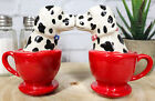 Fire House Dalmatian Dogs in Tea Cups 3.5''H Magnetic Salt and Pepper Shakers