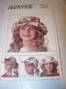UNCUT BUTTERICK Sewing Pattern 6614 GIRLS SUMMER HAT VISOR CAP CHILDS ONE SIZE - Picture 1 of 3