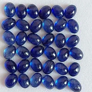 5x7 Mm, 2 Pieces Natural Blue Sapphire Oval Shape Cabochons/00355 - Picture 1 of 6