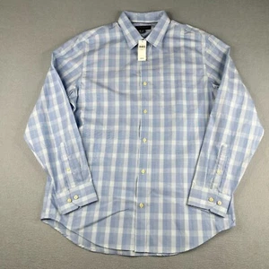 Banana Republic Shirt 16.5 Blue Plaid Check Button Up Long Sleeve Mens New NWT - Picture 1 of 13