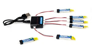 Combo 1x Charger and 6x 150mah 1s 3.7v 25c Lipo Battery E-Flite Sport Cub S - Picture 1 of 2