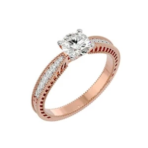 14k Rose Gold Lab Grown Cvd Diamond Classic Solitaire Engagement Ring - Picture 1 of 4