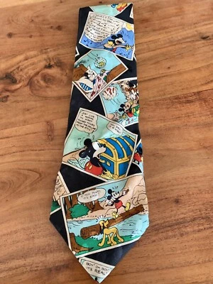 Corbata Mickey Inc 100 % seda vintage hecha a mano Disney Mickey Mouse cómic pato Donald Foto 1 de 4