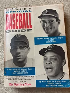 1966 Sporting News Offici Baseball Guide Sandy Koufax Willie Mays - Bild 1 von 2