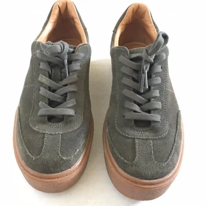 Zapatillas ZARA TRF Cuero Verde Gamuza Con Cordones Plataforma 37 Difíciles de Encontrar - Imagen 1 de 8