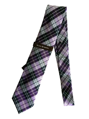 Black Brown 1826 Mens Tie Violet Purple Plaid 100% Silk Classic Necktie NEW - Image 1 of 4