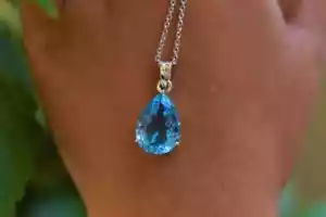 Blau Topas Edelstein 925 Sterling Silber Handgemacht Anhänger AC-232 - Bild 1 von 7