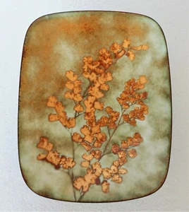Vintage Bowl Dish Enamel Art Botanical Floral Metal Copper Mel Fran Harrison - Picture 1 of 11
