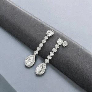 Boucles d'oreilles pour femmes 6,00 ct certifiées en laboratoire poire taille... - Picture 1 of 11