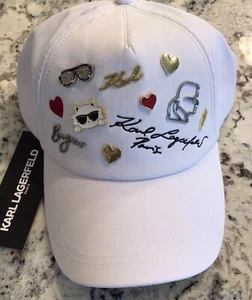 KARL LAGERFELD CATE PINS BASEBALL CAP WOMENS WHITE NWT - Picture 1 of 8