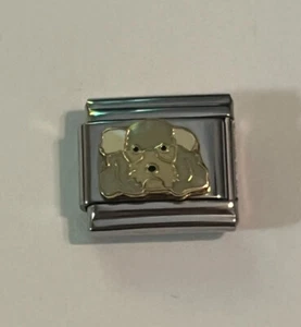 Grauer Schnauzer - Ohren gefloppt - Hund - Welpe - 9 mm Glied für italienisches Bettelarmband - Bild 1 von 5