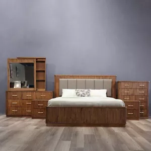 Bristol Bedroom Set with Tallboy or Dresser mirror and Bedside Tables Mindi Oak - Picture 1 of 13