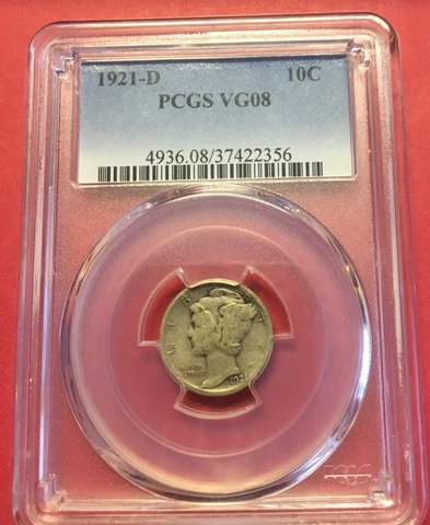 1921-d Mercury Dime PCGS VG08 Cover