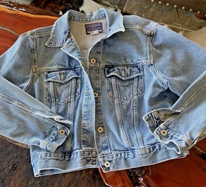 Vintage Guess? Jeans USA Denim Jean Flag Jacket - Picture 1 of 12