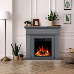 43” Electric Fireplace Mantel Wooden, TV Stand,Remote Control, Adjustable Flame - Picture 1 of 9