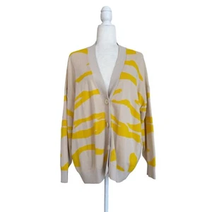 CAbi Roar Cardigan Yellow Zebra Animal Print Womens Size XS Oversized Button Up - Picture 1 of 15
