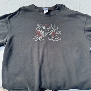Vintage Disney Sweater Womens 2XL Black Mickey Mini Love Y2K Cotton - Picture 1 of 13