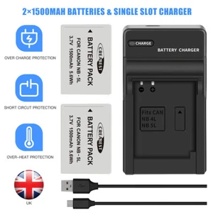 2xNB-5L Battery+Charger for Canon PowerShot S100 SX210 IS IXUS 90 850 950 960 IS - Picture 1 of 17