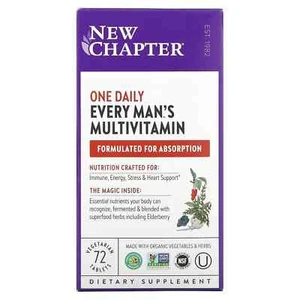 2 X New Chapter, Every Man's One Daily Whole-Food Multivitamin, 72 Vegetarian Ta - Picture 1 of 3