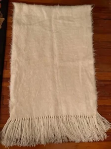 Vintage Alpaka Wolle Fransen Überwurf 24x80" - Bild 1 von 4