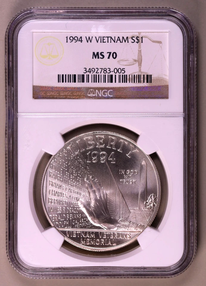 1994-W Vietnam Commemorative Silver Dollar NGC MS70 ***RARE ORIGINAL COIN*** - Image 1 of 4