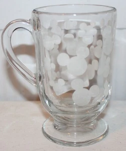 Disney Mickey Mouse Head Silhouette Etched Libbey Glass 10 oz Coffee Cup Mug - Picture 1 of 1