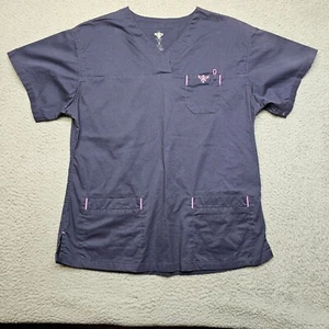 Med Couture Scrub Top Women's Small Blue Short Sleeve Nursing Medical - Picture 1 of 17