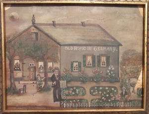 1851 FOLK ART Painting GERMAN AMERICAN Signed Illeg. NY ARTIST ~ 19th C. ANTIQUE - Picture 1 of 12
