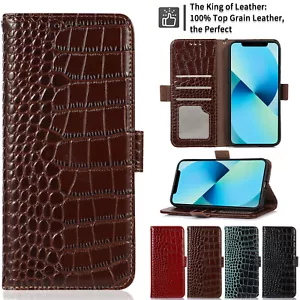 Cover vera pelle coccodrillo per Samsung Galaxy S24/S23/S22/S21 custodia portafoglio - Foto 1 di 42