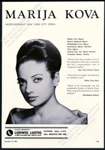 1965 Marija Kova photo opera singing recital tour booking vintage print ad - Picture 1 of 7