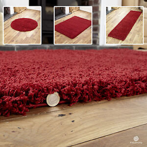 MODERN SOFT 5CM HIGH PILE SHAGGY RUGS IN RED SMALL EXTRA LARGE RUNNER CIRCLE