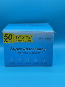 50 Wowflash 17” X 13” Super Absorbency Disposable Underpads Leakproof Quick Dry. - Picture 1 of 6