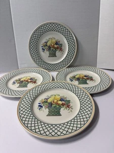 4 Villeroy & Boch Basket Dinner Plates 10 1/2" Brown Printed Backstamp - Picture 1 of 6