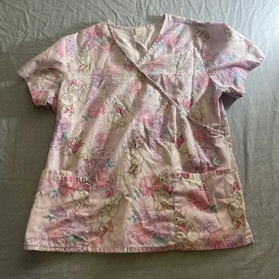 Disney Daffy Duck Pink Scrub Top Size Large - Image 1 of 4